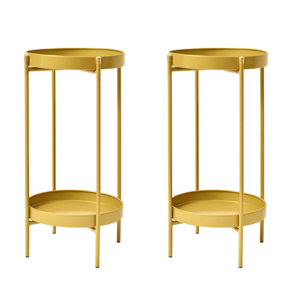 NNEDSZ 2 Set 50cm Gold Plant Stand Planter Shelf Rack 2 Tier Steel