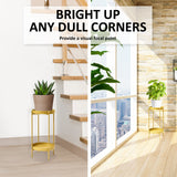 NNEDSZ 2 Set 50cm Gold Plant Stand Planter Shelf Rack 2 Tier Steel