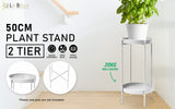 NNEDSZ 50cm White Plant Stand Planter Shelf Rack 2 Tier Steel