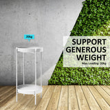 NNEDSZ 50cm White Plant Stand Planter Shelf Rack 2 Tier Steel