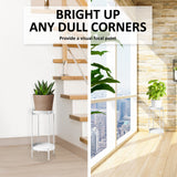 NNEDSZ 50cm White Plant Stand Planter Shelf Rack 2 Tier Steel