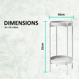 NNEDSZ 50cm White Plant Stand Planter Shelf Rack 2 Tier Steel