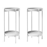 NNEDSZ 2 Set 50cm White Plant Stand Planter Shelf Rack 2 Tier Steel