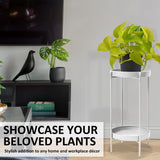 NNEDSZ 2 Set 50cm White Plant Stand Planter Shelf Rack 2 Tier Steel