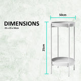 NNEDSZ 2 Set 50cm White Plant Stand Planter Shelf Rack 2 Tier Steel