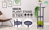 NNEDSZ 100cm Black Plant Stand Planter Shelf Rack 5 Tier Steel