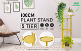 NNEDSZ 100cm Gold Plant Stand Planter Shelf Rack 5 Tier Steel