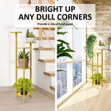 NNEDSZ 100cm Gold Plant Stand Planter Shelf Rack 5 Tier Steel