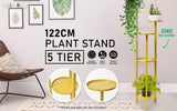 NNEDSZ 122cm Gold Plant Stand Planter Shelf Rack 5 Tier Steel