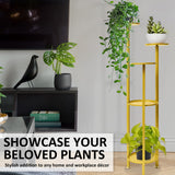 NNEDSZ 122cm Gold Plant Stand Planter Shelf Rack 5 Tier Steel