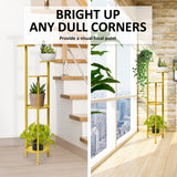 NNEDSZ 122cm Gold Plant Stand Planter Shelf Rack 5 Tier Steel