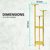 NNEDSZ 122cm Gold Plant Stand Planter Shelf Rack 5 Tier Steel