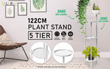 NNEDSZ 122cm White Plant Stand Planter Shelf Rack 5 Tier Steel