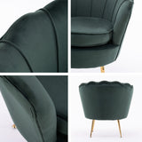 NNEDSZ Shell Scallop Green Armchair Accent Chair Velvet + Round Ottoman Footstool