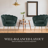NNEDSZ Shell Scallop Green Armchair Accent Chair Velvet + Round Ottoman Footstool