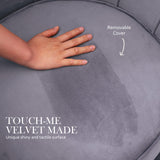 NNEDSZ Shell Scallop Grey Armchair Accent Chair Velvet + Round Ottoman Footstool