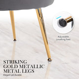 NNEDSZ Shell Scallop Grey Armchair Accent Chair Velvet + Round Ottoman Footstool