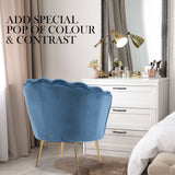 NNEDSZ Shell Scallop Navy Blue Armchair Accent Chair Velvet + Round Ottoman Footstool