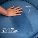 NNEDSZ Shell Scallop Navy Blue Armchair Accent Chair Velvet + Round Ottoman Footstool