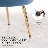 NNEDSZ Shell Scallop Navy Blue Armchair Accent Chair Velvet + Round Ottoman Footstool