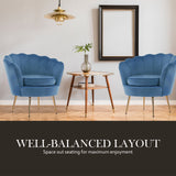 NNEDSZ Shell Scallop Navy Blue Armchair Accent Chair Velvet + Round Ottoman Footstool