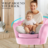 NNEDSZ Shell Scallop Pink Armchair Accent Chair Velvet + Round Ottoman Footstool