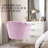 NNEDSZ Shell Scallop Pink Armchair Accent Chair Velvet + Round Ottoman Footstool