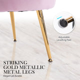 NNEDSZ Shell Scallop Pink Armchair Accent Chair Velvet + Round Ottoman Footstool