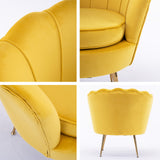 NNEDSZ Shell Scallop Yellow Armchair Accent Chair Velvet + Round Ottoman Footstool