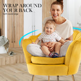 NNEDSZ Shell Scallop Yellow Armchair Accent Chair Velvet + Round Ottoman Footstool