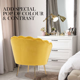NNEDSZ Shell Scallop Yellow Armchair Accent Chair Velvet + Round Ottoman Footstool