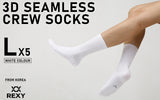 NNEDSZ 5 Pack Large White 3D Seamless Crew Socks Slim Breathable