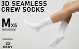 NNEDSZ  5 Pack Medium White 3D Seamless Crew Socks Slim Breathable