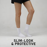 NNEDSZ  5 Pack Medium White 3D Seamless Crew Socks Slim Breathable