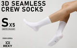 NNEDSZ 5 Pack Small White 3D Seamless Crew Socks Slim Breathable