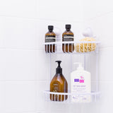 NNEDSZ White Double Corner Shelf Removable Suction