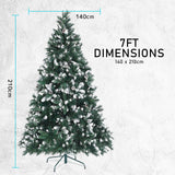 NNEDSZ Home Ready 7Ft 210cm 1290 tips Green Snowy Christmas Tree Xmas Pine Cones  + Bauble Balls