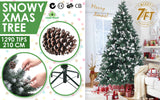 NNEDSZ Home Ready 7Ft 210cm 1290 tips Green Snowy Christmas Tree Xmas Pine Cones