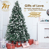 NNEDSZ Home Ready 7Ft 210cm 1290 tips Green Snowy Christmas Tree Xmas Pine Cones