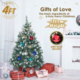 NNEDSZ Home Ready 4Ft 120cm 390 tips Green Snowy Christmas Tree Xmas Pine Cones + Bauble Balls