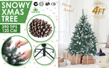 NNEDSZ Home Ready 4Ft 120cm 390 tips Green Snowy Christmas Tree Xmas Pine Cones