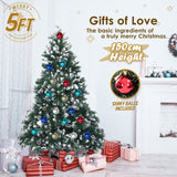 NNEDSZ Home Ready 5Ft 150cm 720 tips Green Snowy Christmas Tree Xmas Pine Cones + Bauble Balls