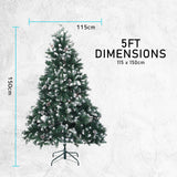 NNEDSZ Home Ready 5Ft 150cm 720 tips Green Snowy Christmas Tree Xmas Pine Cones + Bauble Balls
