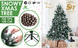 NNEDSZ Home Ready 5Ft 150cm 720 tips Green Snowy Christmas Tree Xmas Pine Cones