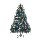 NNEDSZ Home Ready 6Ft 180cm 930 tips Green Snowy Christmas Tree Xmas Pine Cones + Bauble Balls