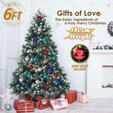 NNEDSZ Home Ready 6Ft 180cm 930 tips Green Snowy Christmas Tree Xmas Pine Cones + Bauble Balls