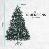 NNEDSZ Home Ready 6Ft 180cm 930 tips Green Snowy Christmas Tree Xmas Pine Cones + Bauble Balls