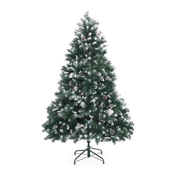 NNEDSZ Home Ready 6Ft 180cm 930 tips Green Snowy Christmas Tree Xmas Pine Cones