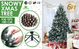 NNEDSZ Home Ready 6Ft 180cm 930 tips Green Snowy Christmas Tree Xmas Pine Cones