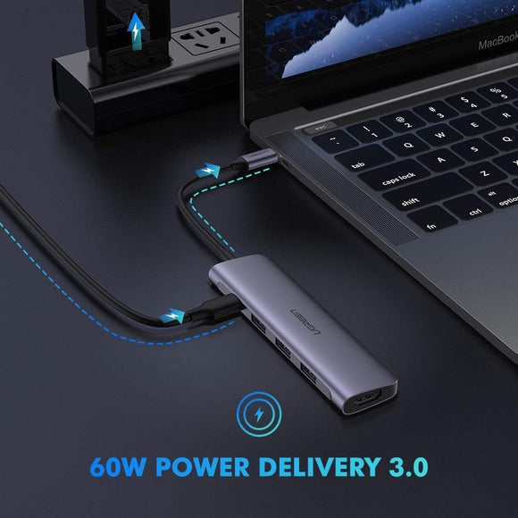 NNEDSZ TypeC 5 in 1 Adaptor - HDMI  USB 3.0*3  TypeC PD Power Converter (50209)